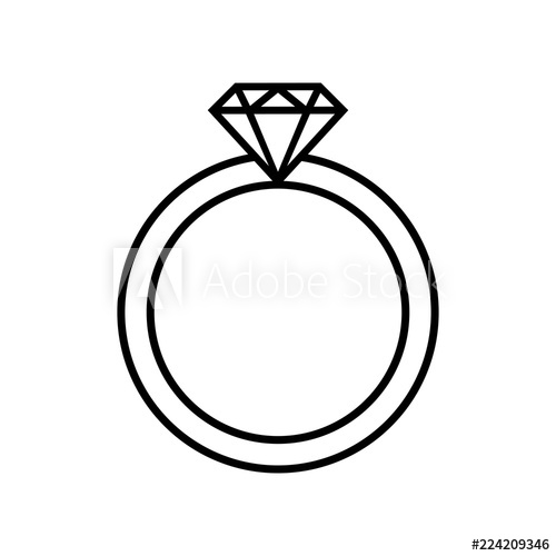 500x500 Line Icon Of Ring With Diamond Or Other Gem Engagement