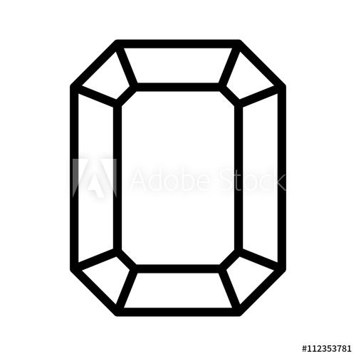 500x500 Rectangular Emerald Gem Line Art Icon For Apps And Websites