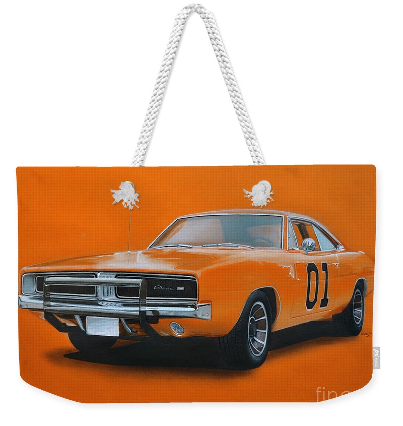 800x845 General Lee Dodge Charger Weekender Tote Bag For Sale