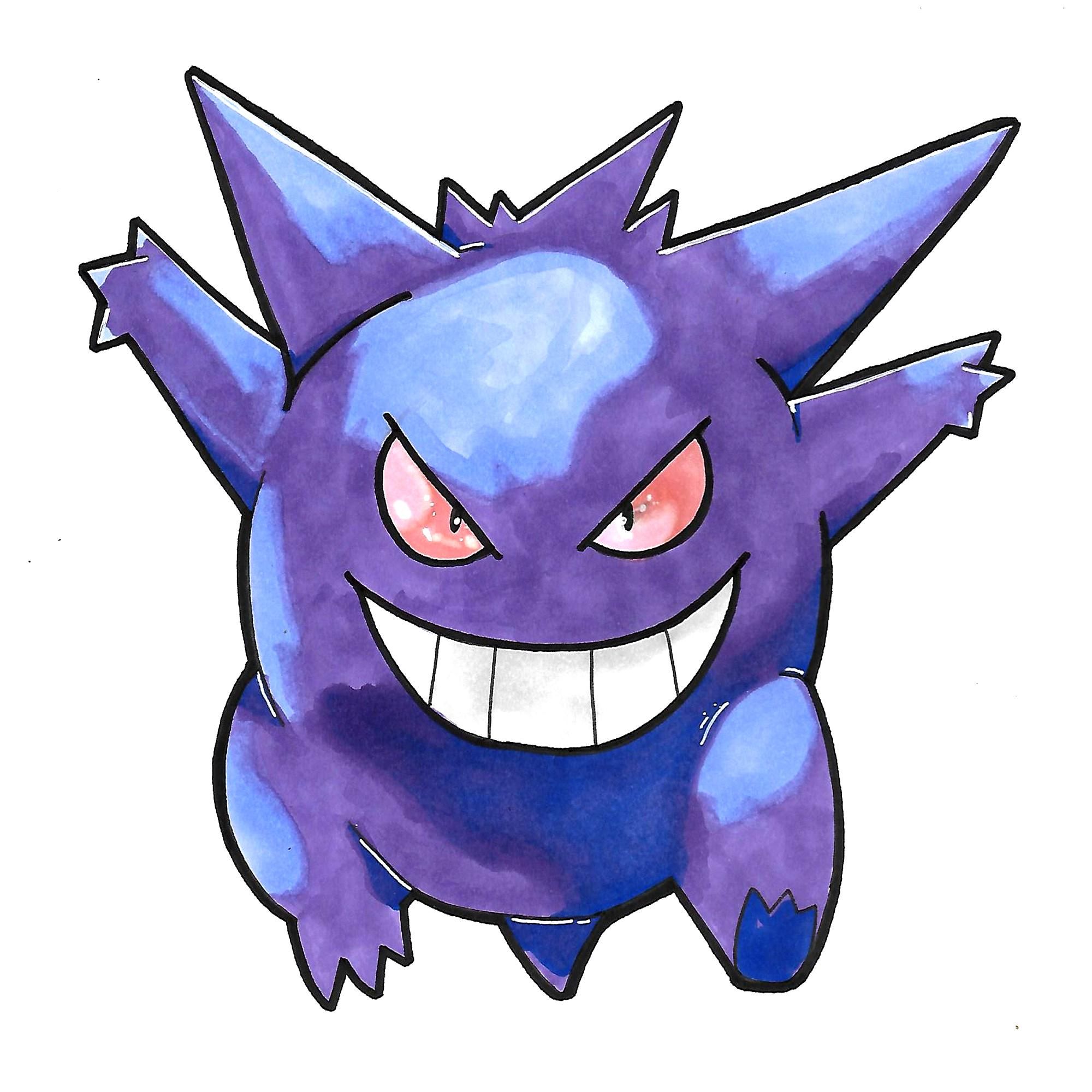 How To Draw Pokemon Mega Gengar - PELAJARAN