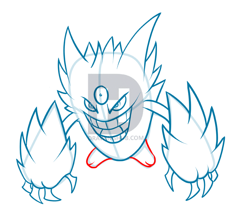 762x720 how to draw mega gengar, step