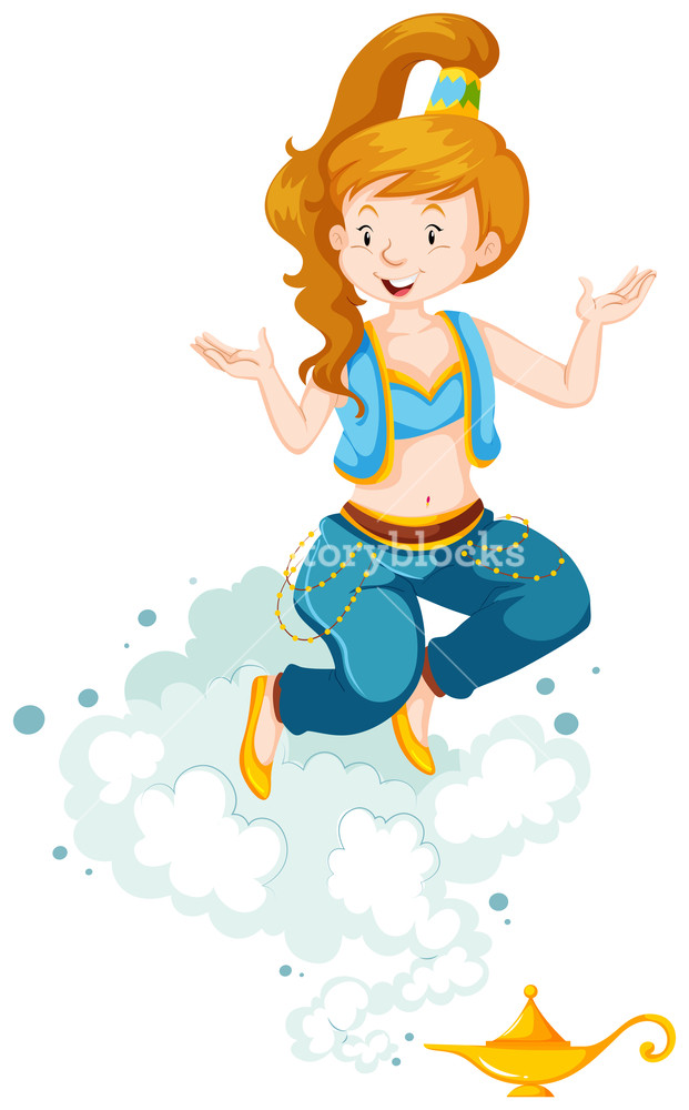 621x1000 Pretty Genie In Blue Costume Illustration Royalty Free Stock Image