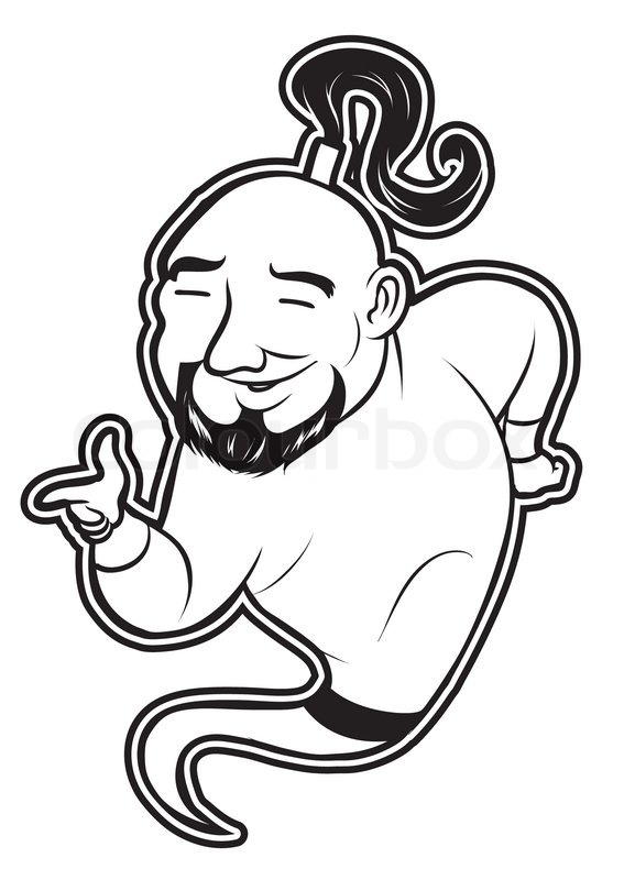 567x800 Black And White Clipart Genie Stock Vector Colourbox