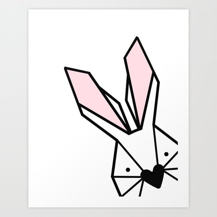 700x700 Geo Bunny, Peekaboo Bunny, Bunny Art, Girls Nursery, Heart, Love