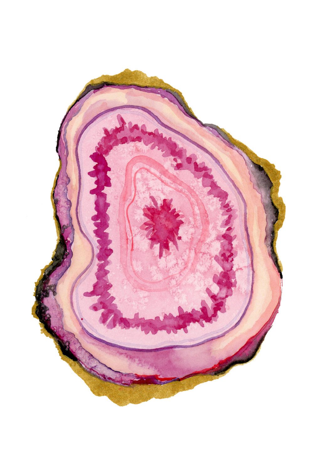 1056x1500 New To Priscillageorgeart On Etsy Agate Slice Watercolor Original
