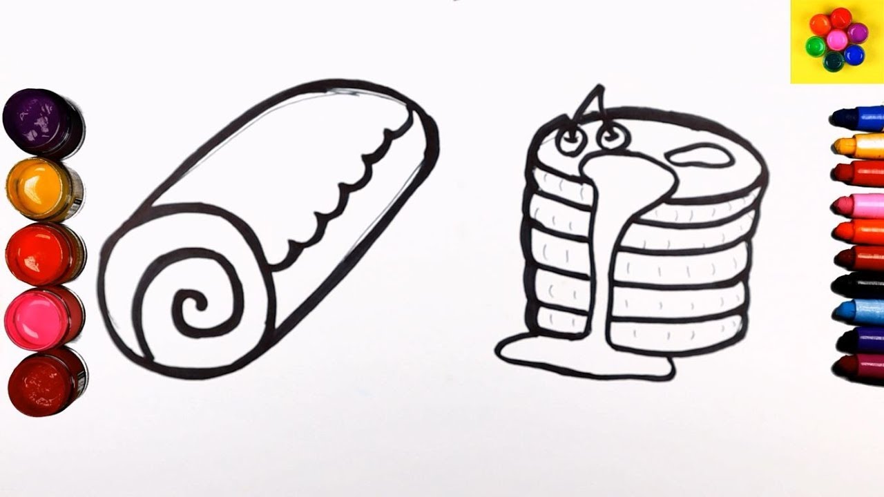 1280x720 Learn Drawing Snacks, How To Draw Cakes Easy In Paint Colors L