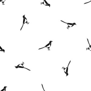 300x300 bird magpie pattern repeat seamless in black color for any design