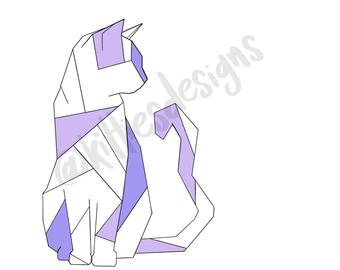 340x270 Geometric Cat Print Etsy