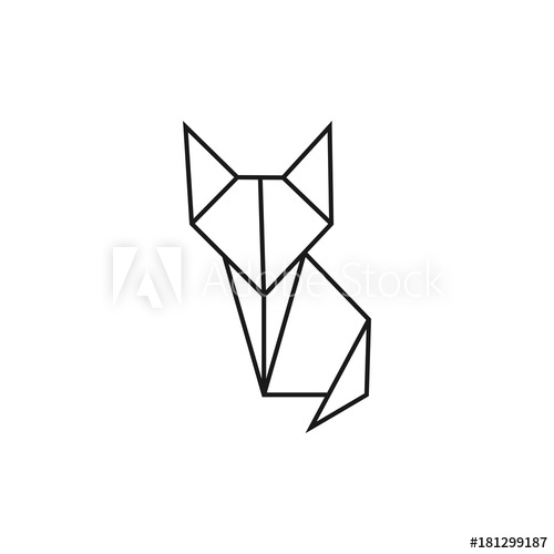 500x500 Origami Cat Geometric Line Shape For Art Of Folded Paper Logo
