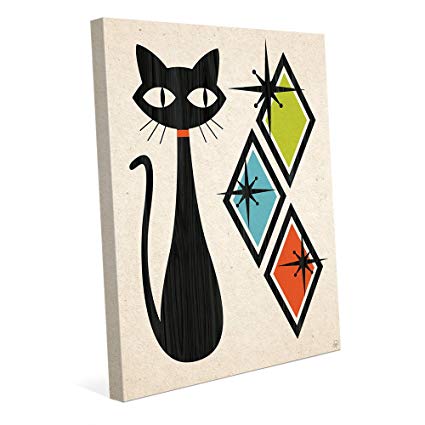 425x425 Retro Cat With Diamonds Green Blue And Orange Mid