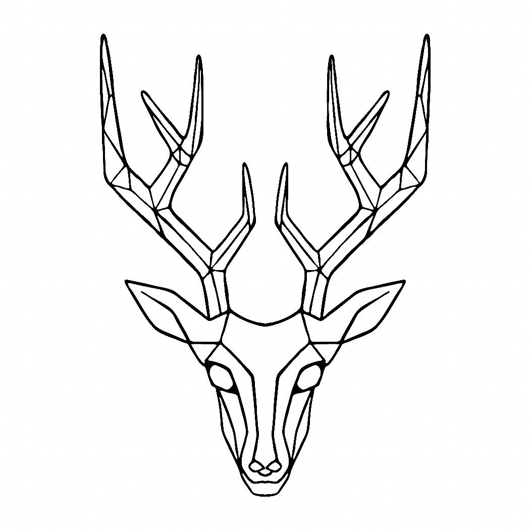 1050x1050 Reindeer Drawing Geometric For Free Download