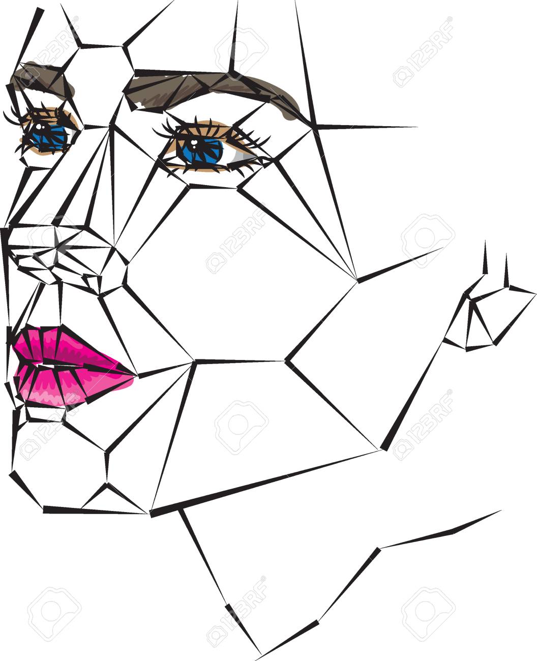 1056x1300 Huge Collection Of 'geometric Face Drawing' Download More Than