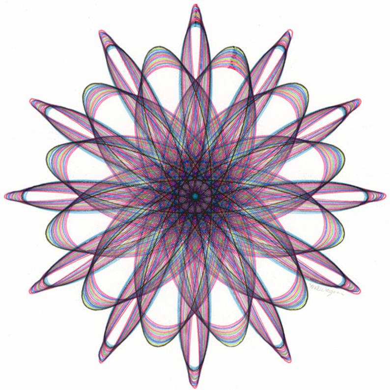 794x794 Spiral Drawing Original Art Rainbow Art Geometric Circle Etsy