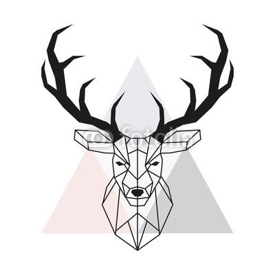 400x400 Vector Geometric Deer Head Stag Head And Antlers Low Poly Style