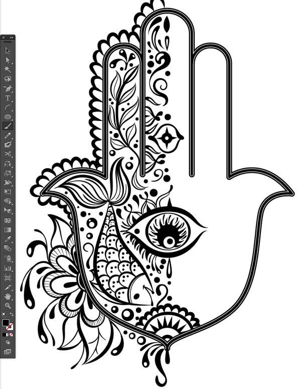 600x775 Hamsa Drawing Geometric For Free Download