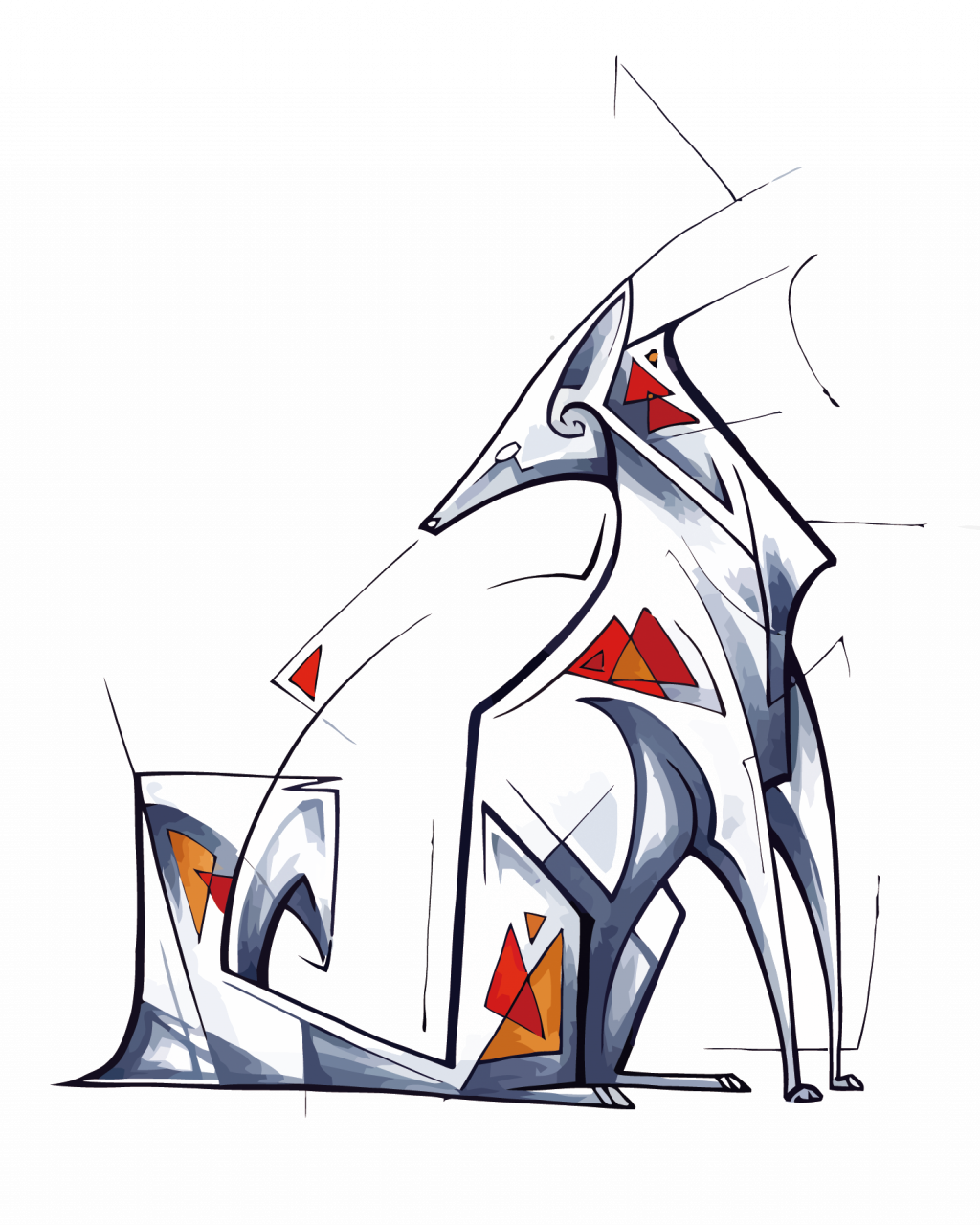 1024x1280 Accessories Geometric Fox Spectacular Deer Drawing Sketch Vector