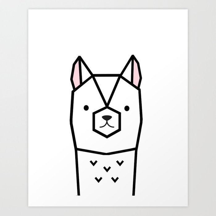 700x700 geometric llama, llama art,nursery art, llama wall art, modern