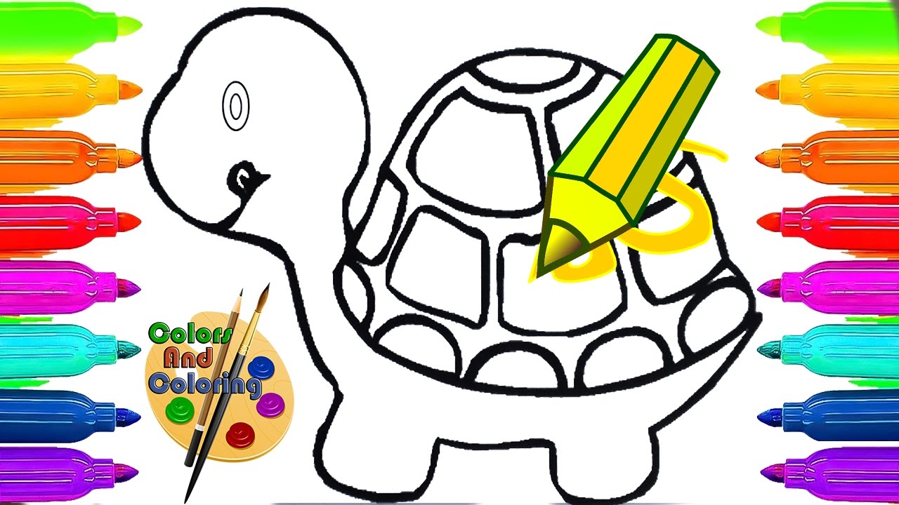 1280x720 how to draw turtle with geometrical shapes coloring for kids