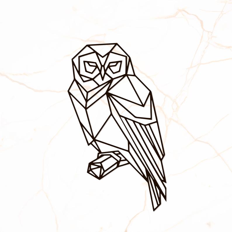 794x794 Metal Wall Art Geometric Owl Sign Animal Interior Home Decor Etsy