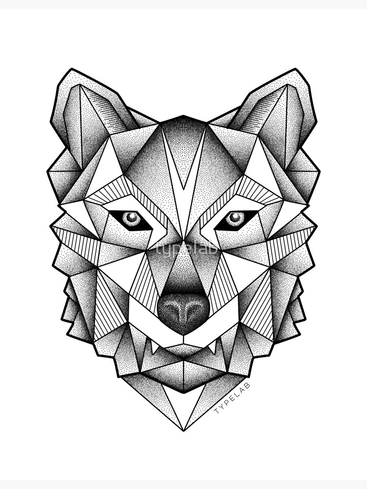 750x1000 Geometric Wolf Dotwork Photographic Print