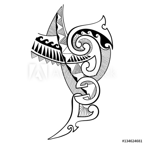 500x500 vector illustration of polynesian tattoo design drawing in black