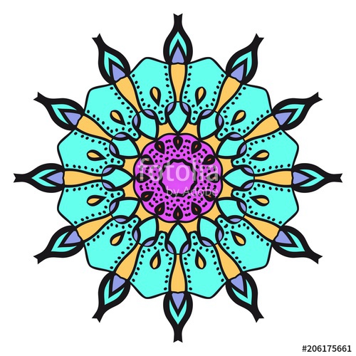 500x500 Floral Geometric Pattern With Hand Drawing Mandala Vector