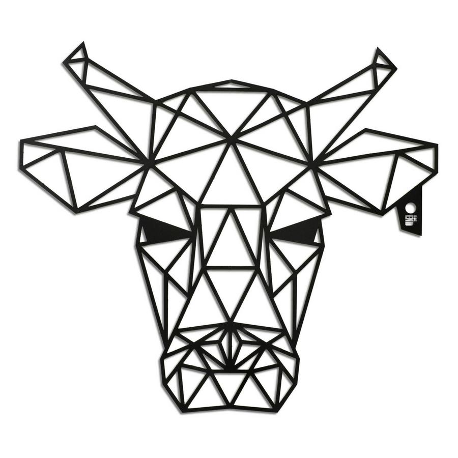 900x900 Geometric Bull Steel Wall Art