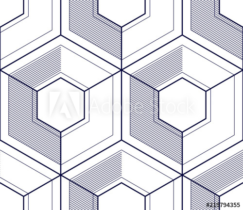500x433 Geometric Cubes Abstract Seamless Pattern, Vector Background