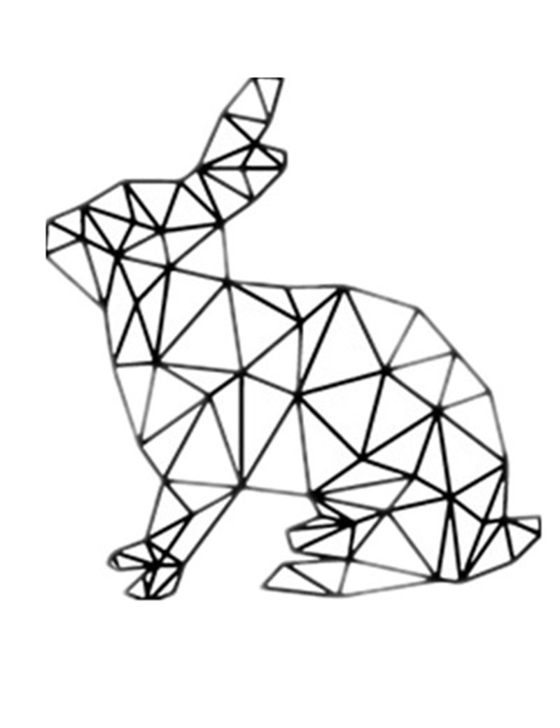 800x1040 Geometric Lines Modern Rabbit Painting, Creative Color Animal