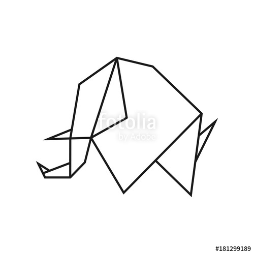 500x500 Origami Elephant Geometric Line Shape For Art Of Folded Paper