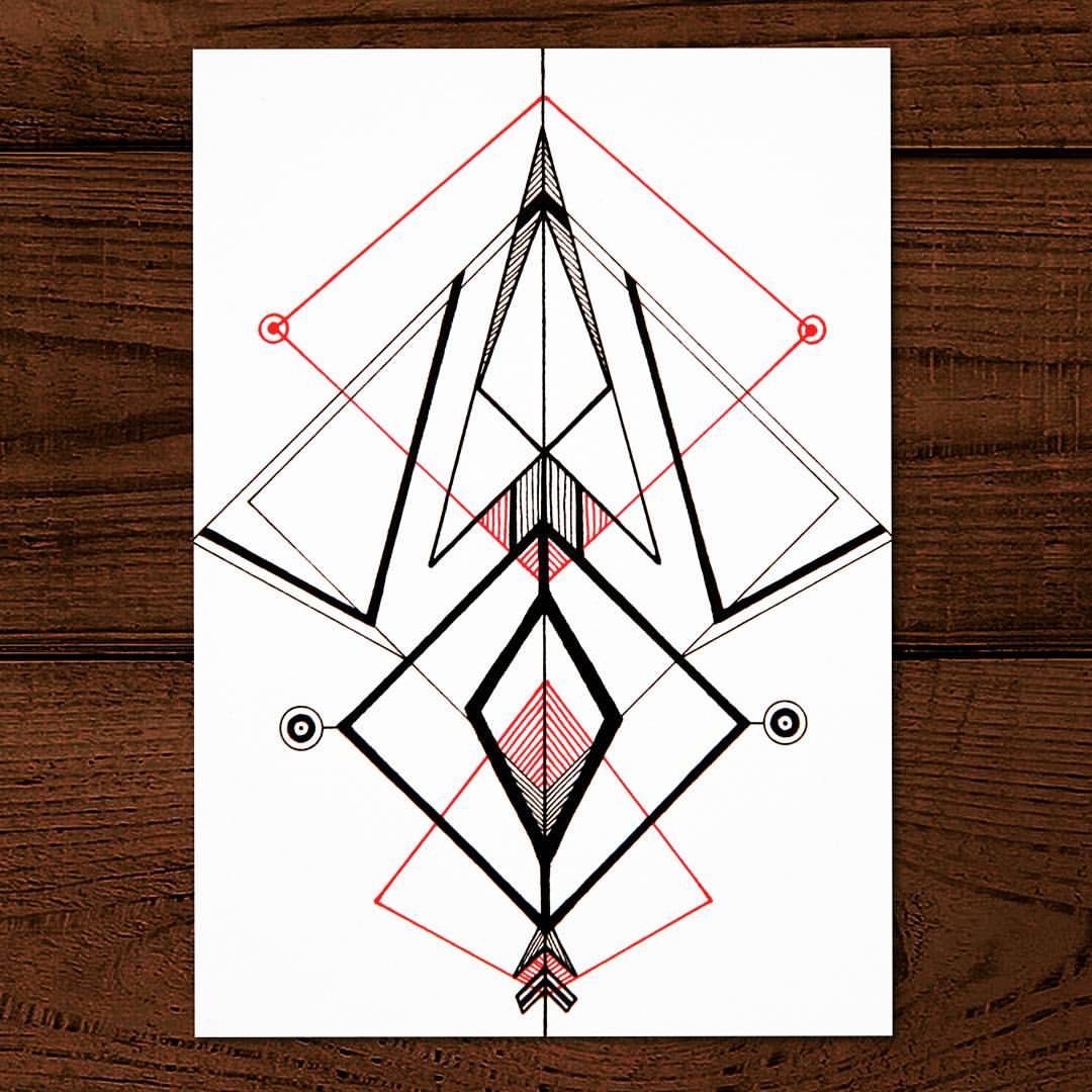 1080x1080 Abstract Geometric Lines On Postcard