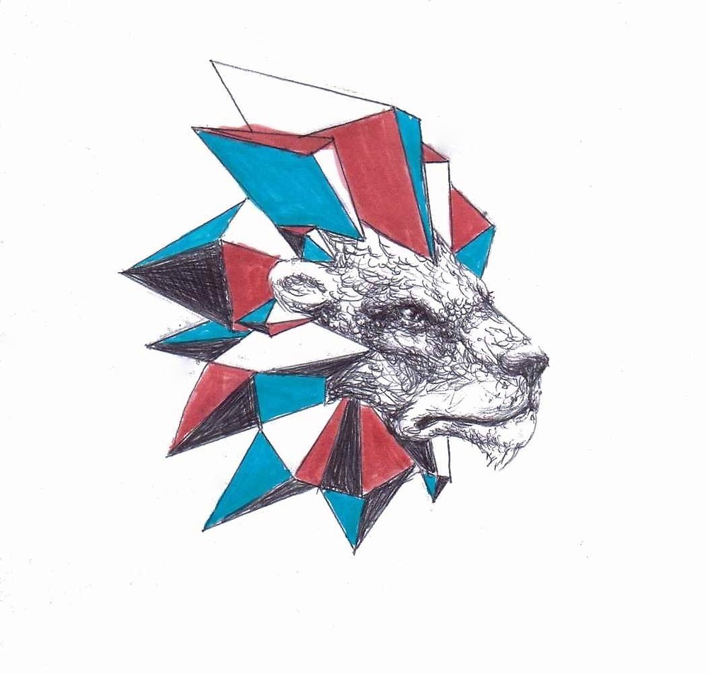 1000x953 Geometric Lion