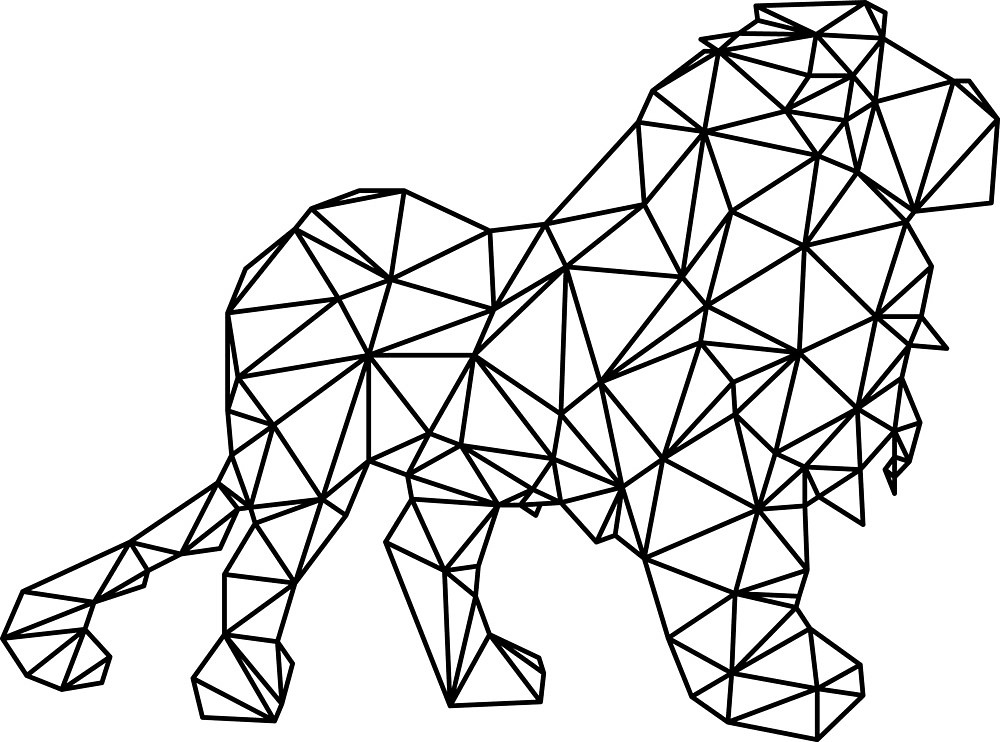 1000x742 Walking Geometric Lion
