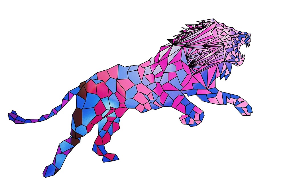 1000x667 Geometric Neon Lion