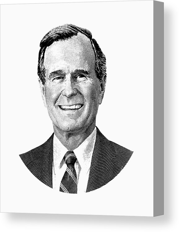 578x750 President George H W Bush Graphic Black And White Canvas Print