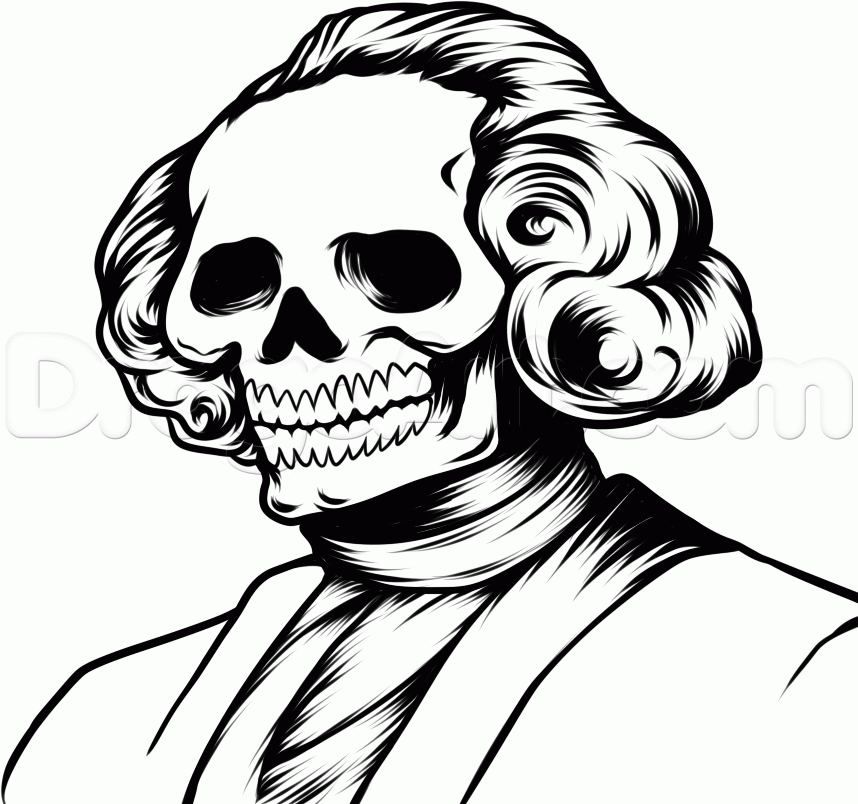 858x804 Step How To Draw A Dead President, George Washington