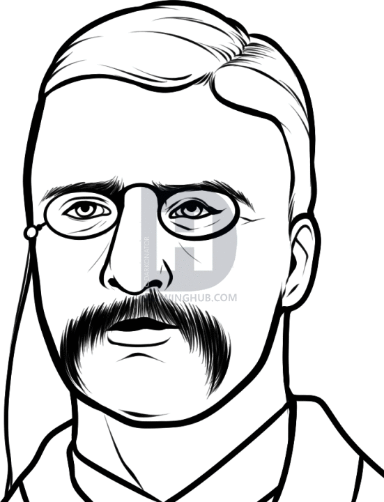 551x720 How To Draw Theodore Roosevelt, Step