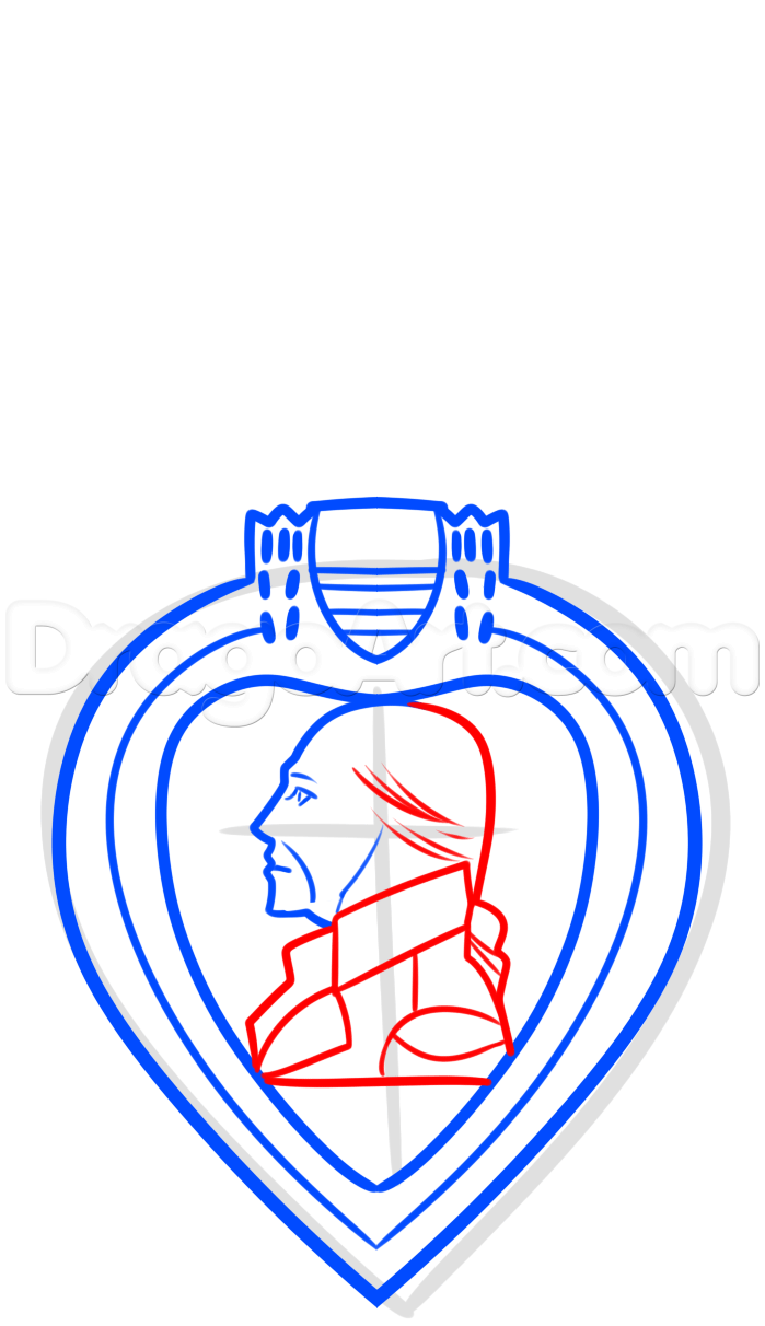 699x1212 Drawing The Purple Heart Medal, Step