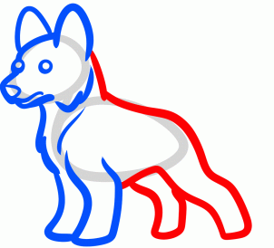 302x274 How To Draw How To Draw A German Shepherd For Kids