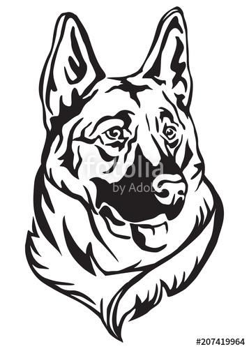 357x500 Decorative Portrait Of German Shepherd Vector Illustration Stock