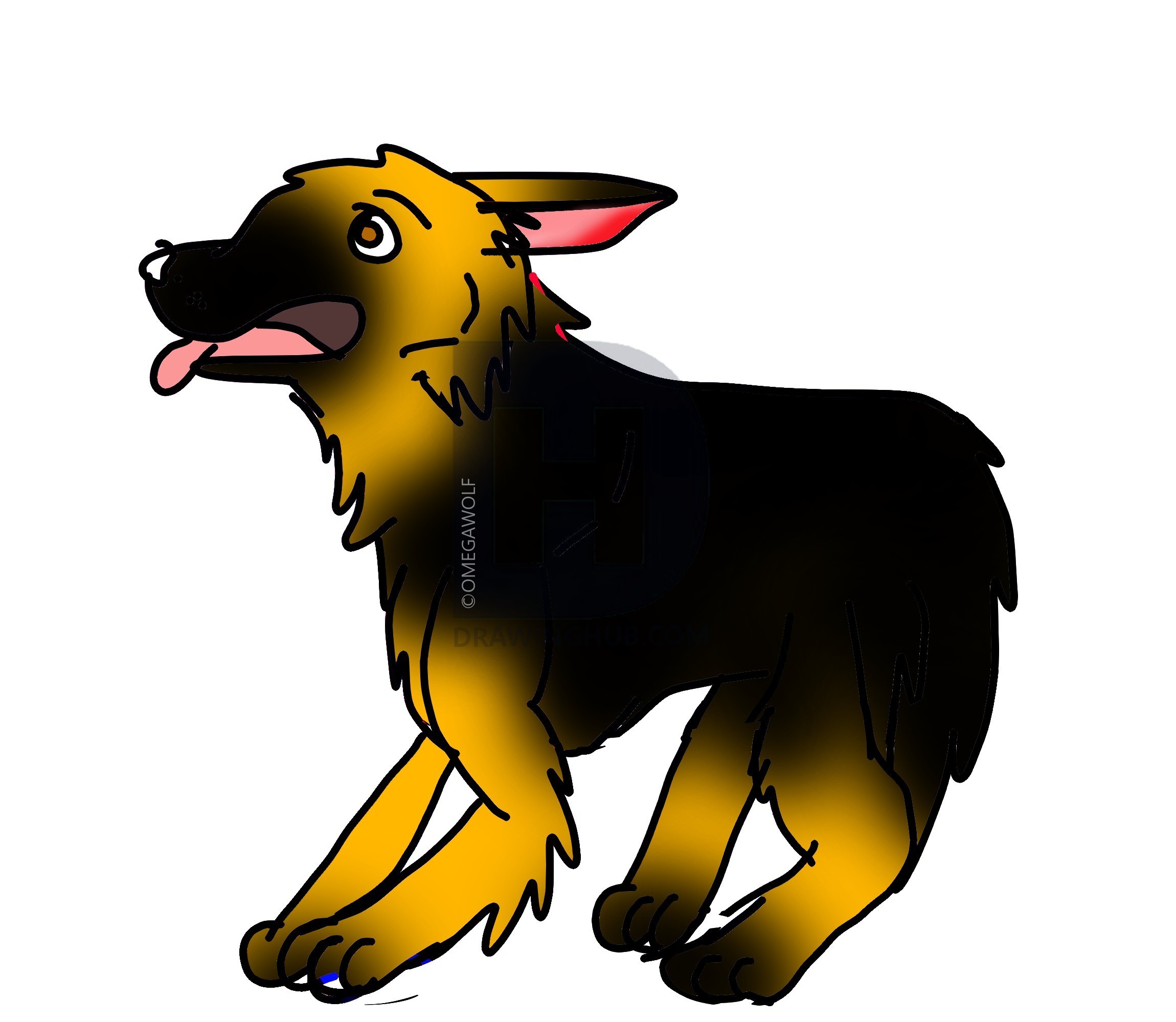 2300x2000 How To Draw A Cartoon German Shepherd Easy, Step