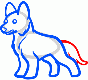 302x274 How To Draw How To Draw A German Shepherd For Kids