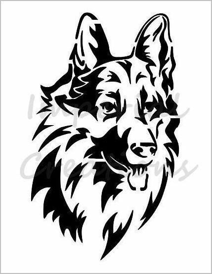 429x554 German Shepherd Dog Breed Face X Stencil Plastic Sheet