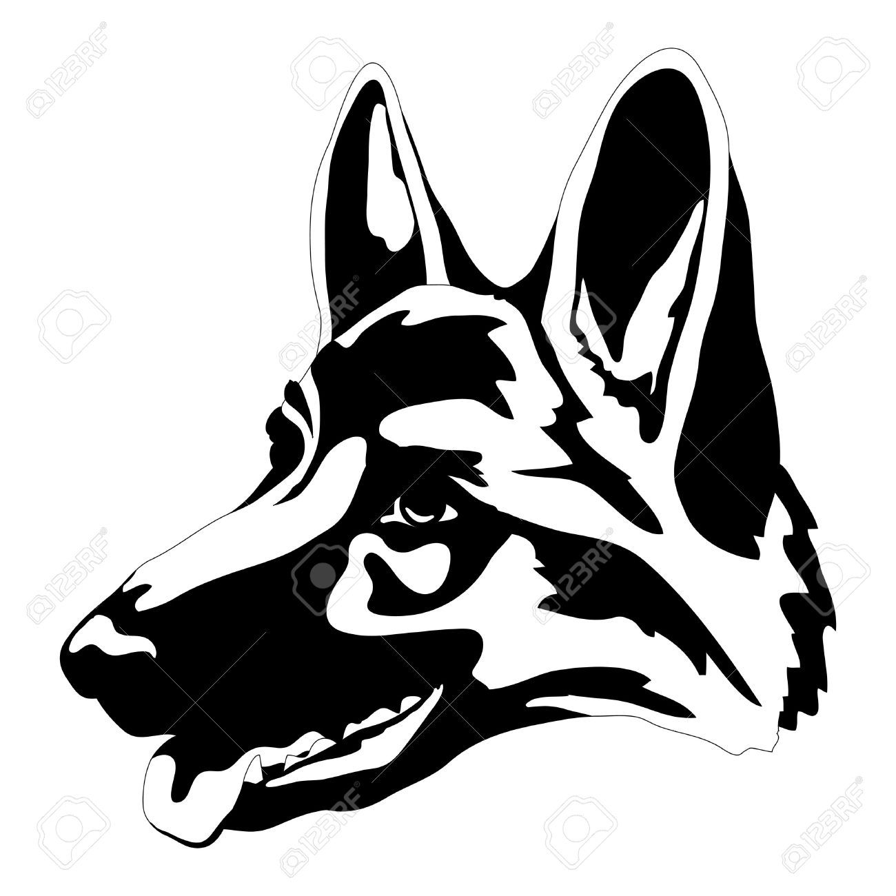 1300x1300 german shepherd dog head face black silhouette german shepherd