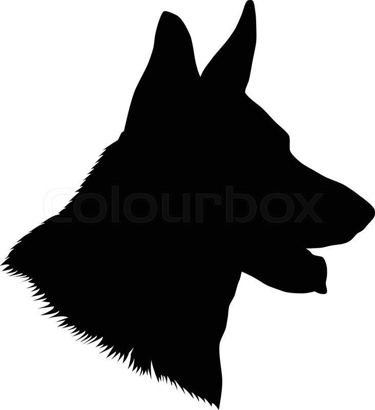 732x800 German Shepherd Dog Head, Black And Stock Vector Colourbox