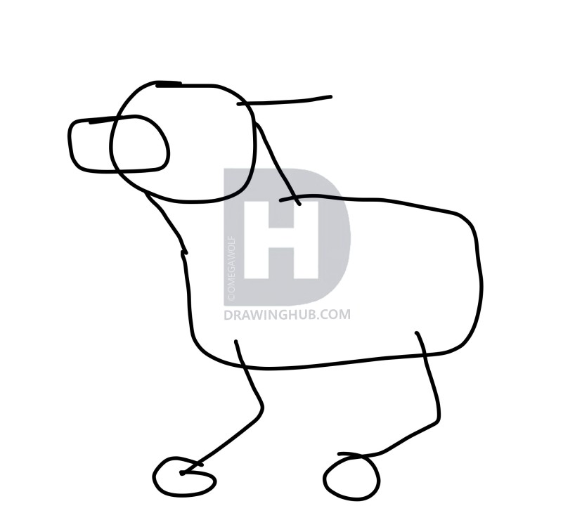 828x720 How To Draw A Cartoon German Shepherd Easy, Step