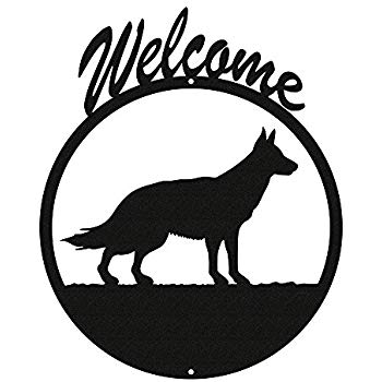 350x350 German Shepherd Black Metal Welcome Sign New Yard