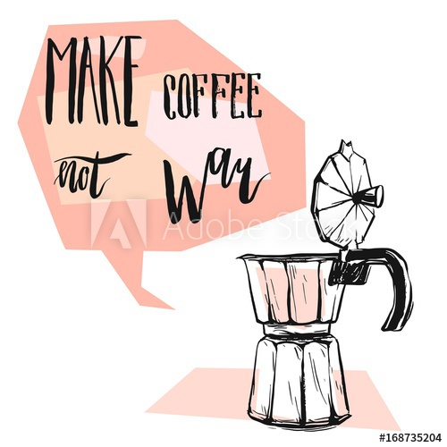 500x500 Hand Made Vector Abstract Graphic Illustration With Geyser Coffee