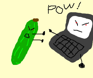 300x250 Gherkin And Laptop In Fight To The Death