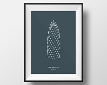340x270 Gherkin Art Print Etsy